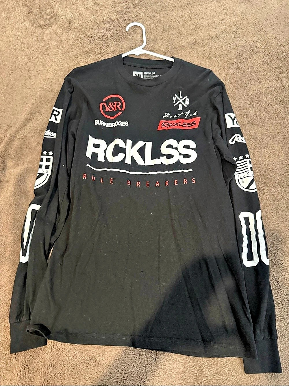 Young & Reckless RCKLSS Rule Breakers Long Sleeve Graphic Tee Black & Red